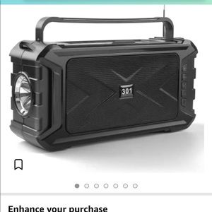 Portable bluetooth speaker with flashlight and solar power.